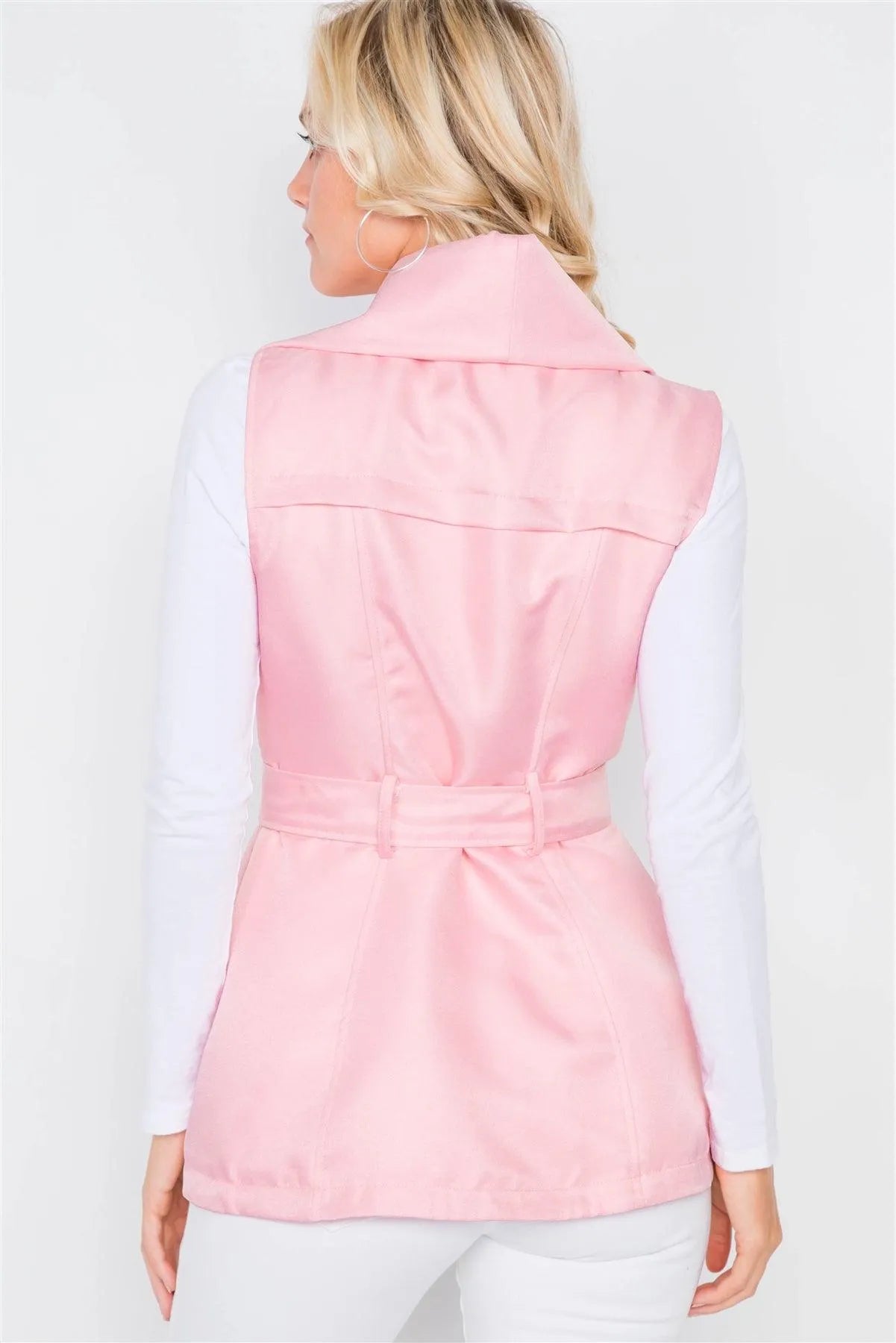Pink Chic Oversized Lapel Vintage Vest Jacket /2-2-2 - Tasha Apparel Wholesale