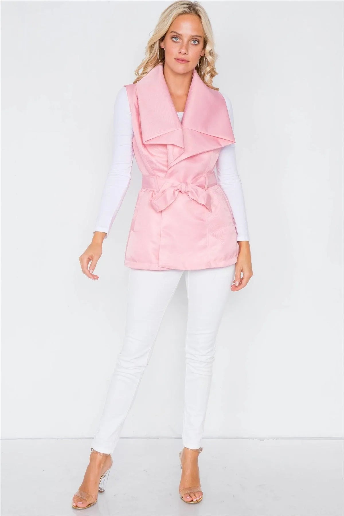 Pink Chic Oversized Lapel Vintage Vest Jacket /2-2-2 - Tasha Apparel Wholesale