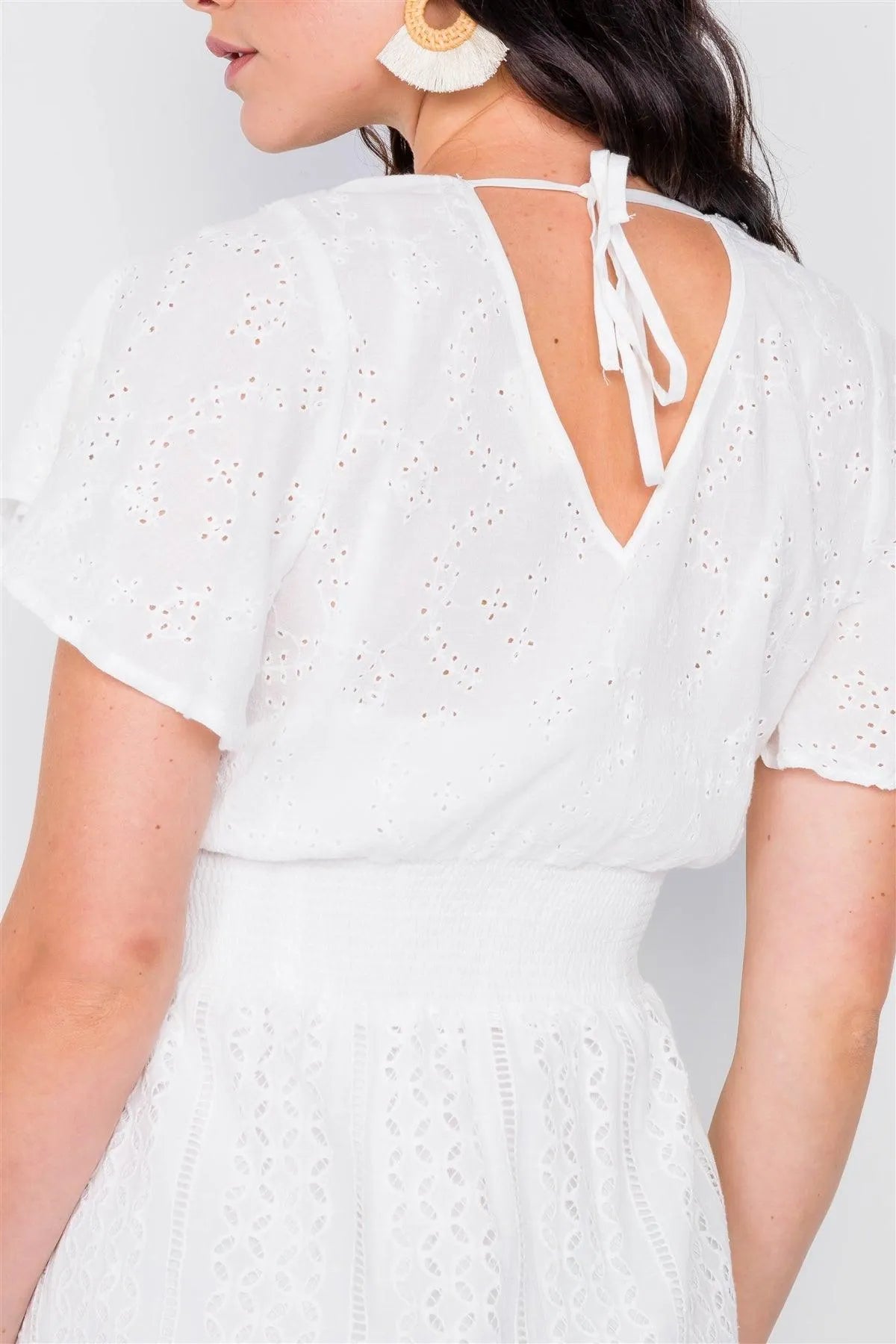 Off White Eyelet Midi Dress /1-2-2 - Tasha Apparel Wholesale