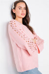 Pink Braided Cut Out Bell Sleeve Sweater /3-3