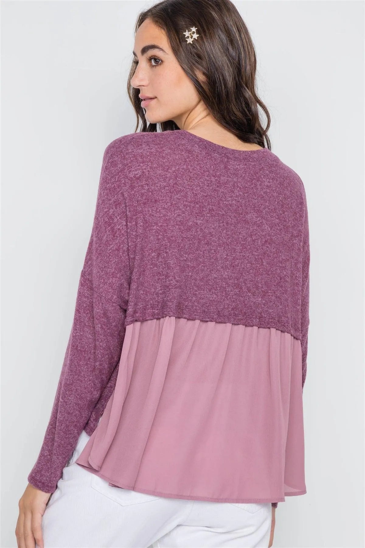 Berry Long Sleeve Knit Button-Front Combo Cardigan /2-2-2 - Tasha Apparel Wholesale