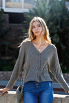Moss Long Sleeve Knit Button-Front Combo Cardigan /2-2-2
