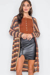 Tan Multi Open Front Long Sleeve Cardigan - Tasha Apparel Wholesale