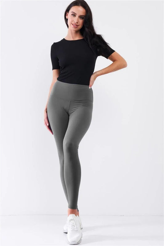 Charcoal High-Rise Tight Fit Soft Yoga & Work Out Leggings /1-2-2-1 - Tasha Apparel Wholesale