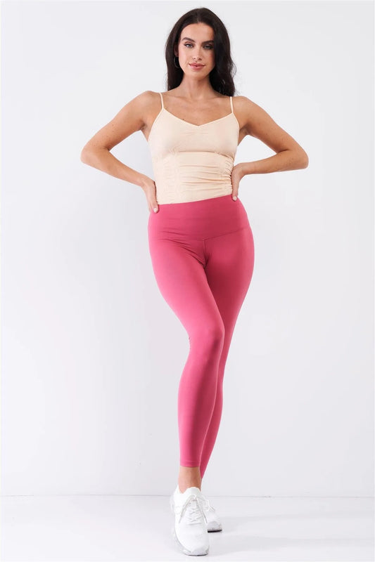Coral Pink High-Rise Tight Fit Soft Yoga & Work Out Legging Pants /1-2-2-1 - Tasha Apparel Wholesale