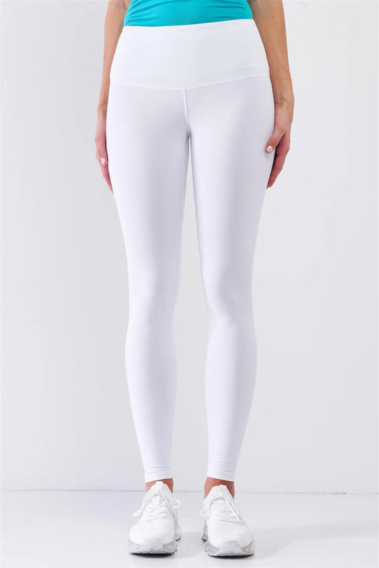 White High-Rise Tight Fit Soft Yoga & Work Out Legging Pants /1-2-2-1 - Tasha Apparel Wholesale