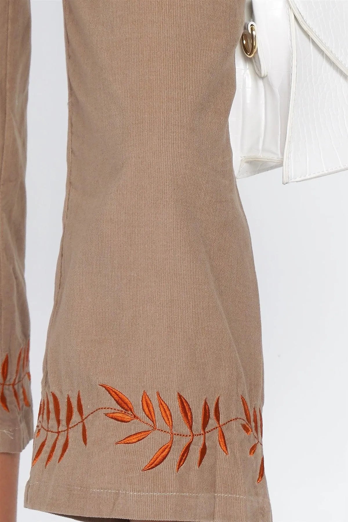 Taupe Ankle Length Boho Print Cotton Corduroy Gaucho Pants /3-2-1 - Tasha Apparel Wholesale