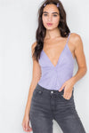 Lavender Surplus V-Neck Solid Front Roll Bodysuit /2-2-2 - Tasha Apparel Wholesale