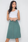 so Olive High Rise Rushed Pockets Button Detail Skirt /2-2-2 - Tasha Apparel Wholesale