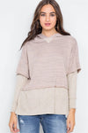 Mocha Combo Hooded Long Sleeve Sweater /2-2-3 - Tasha Apparel Wholesale