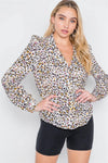 Beige Pink Animal Print Button Down Top /2-2-2 - Tasha Apparel Wholesale