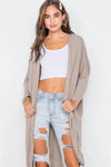 Stone Dolman Sleeves Circled Hem Cardigan / 4-2 - Tasha Apparel Wholesale
