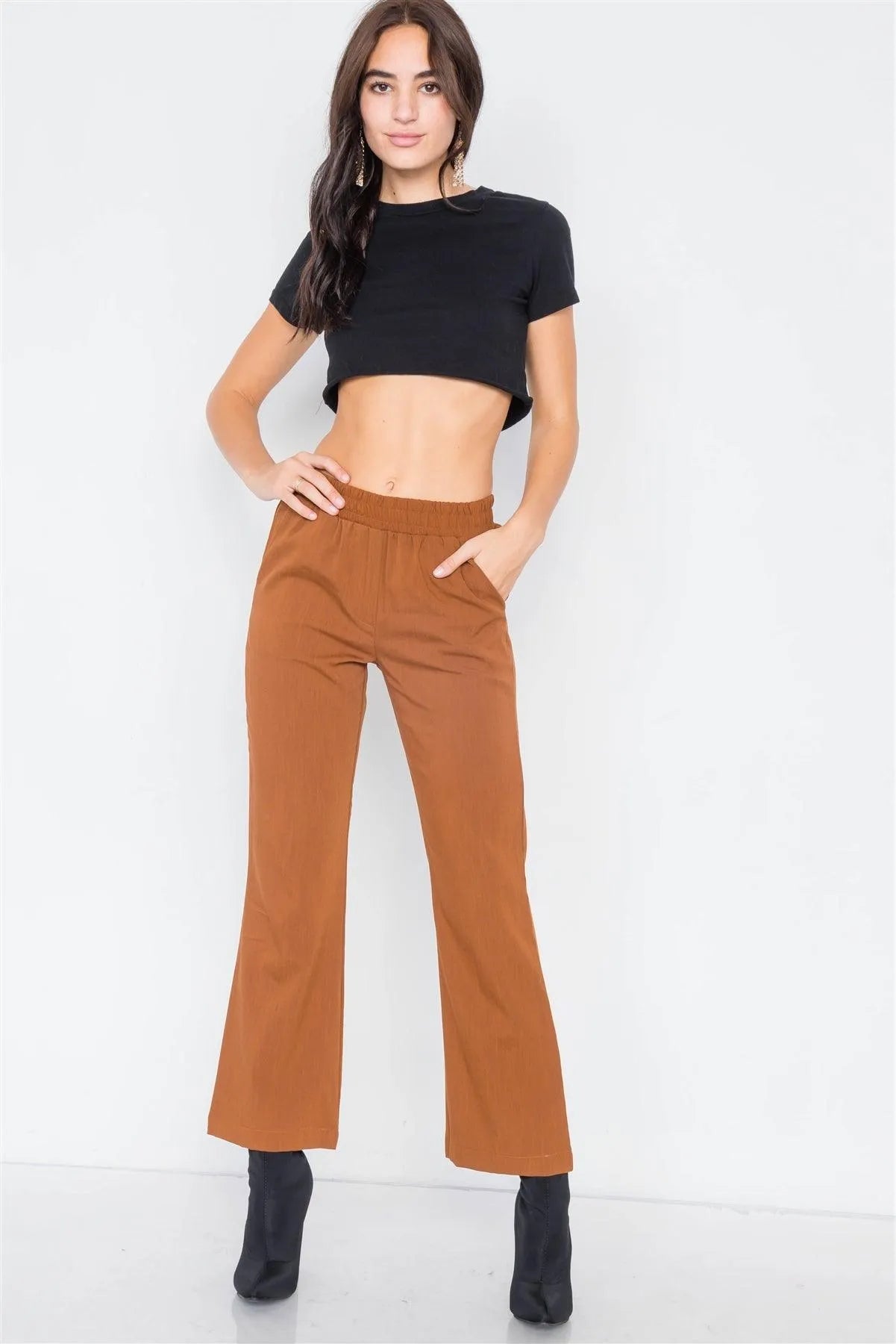 Copper Wide Leg Ankle Mid Rise Pant /3-2-1 - Tasha Apparel Wholesale