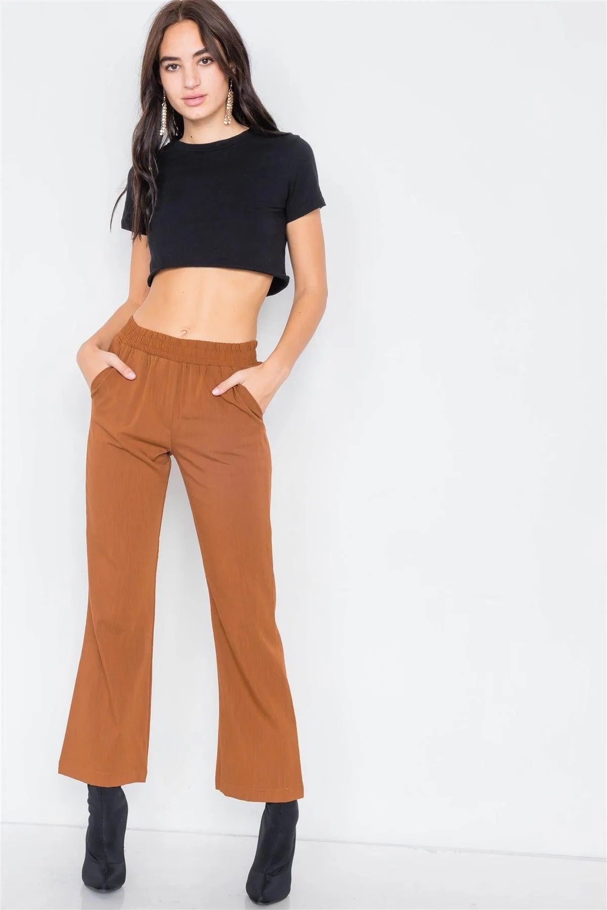Copper Wide Leg Ankle Mid Rise Pant /3-2-1 - Tasha Apparel Wholesale