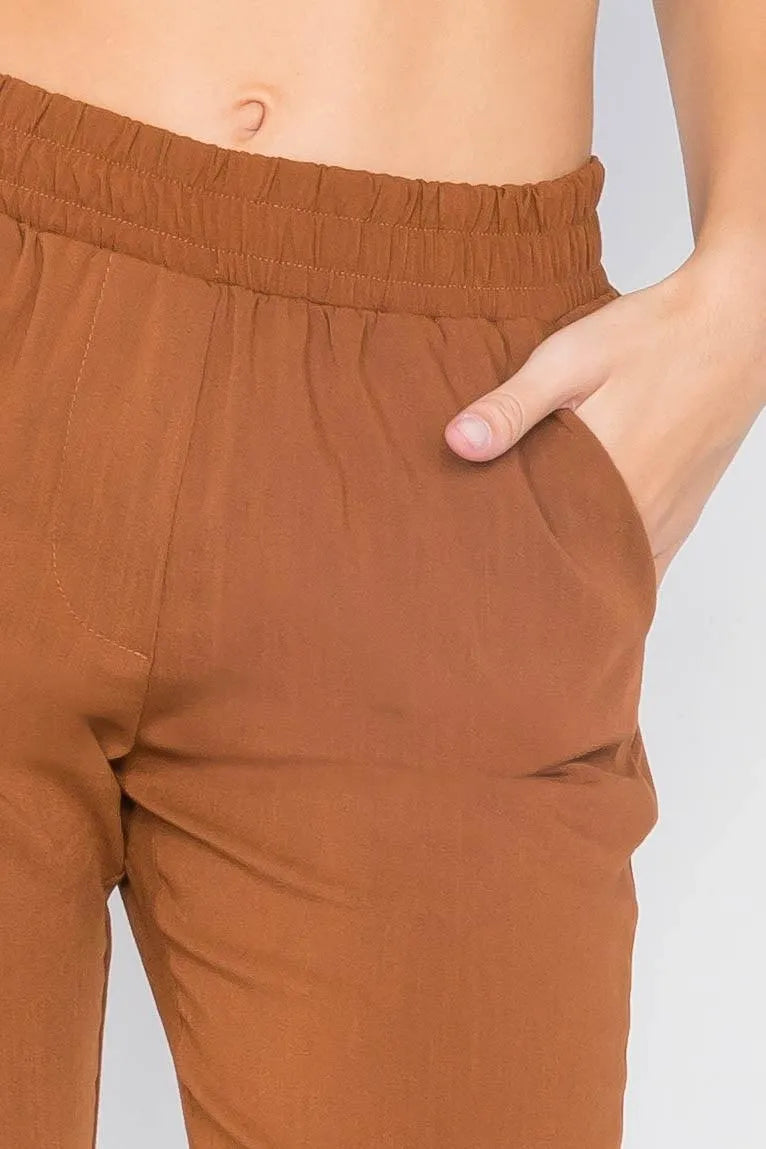 Copper Wide Leg Ankle Mid Rise Pant /3-2-1 - Tasha Apparel Wholesale