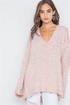 Ballet Pink Heathered Knit Long Sleeve Sweater /4-2