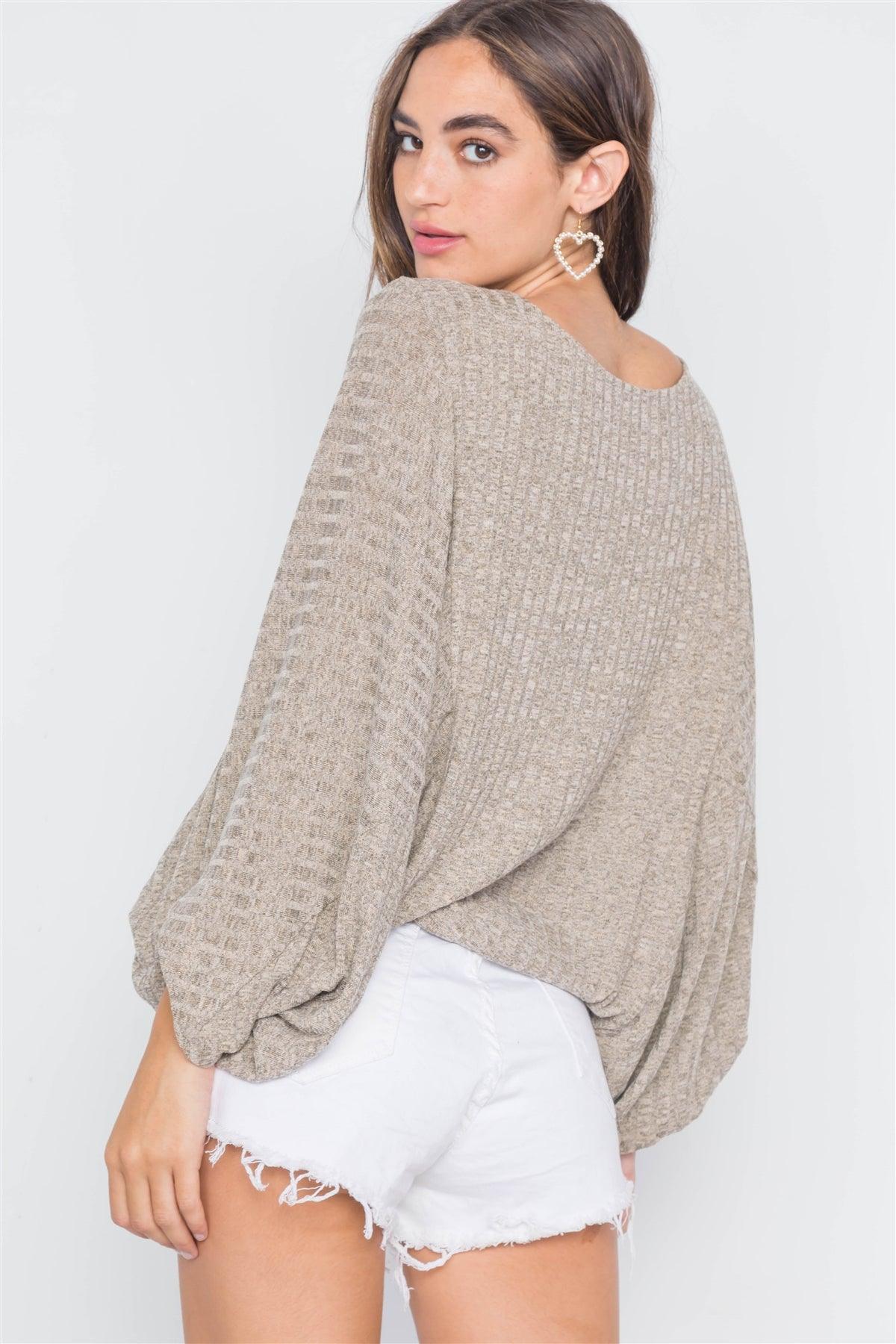 Dry Theme Ribbed Loose Fit Knit Top /4-2