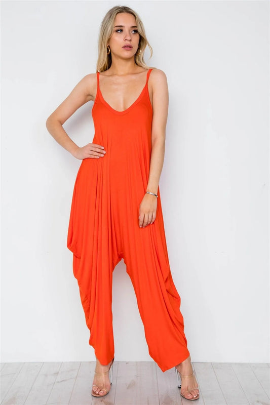 Orange Red Harem Loose Baggy Fit Jumpsuit / 2-2-2 - Tasha Apparel Wholesale