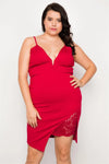 Junior Plus Size Red Bodycon Cami Mini Dress / 2-2-2 - Tasha Apparel Wholesale