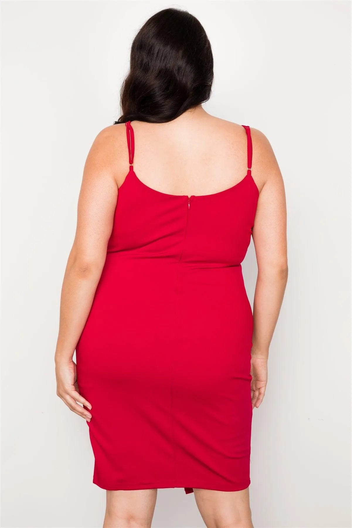 Junior Plus Size Red Bodycon Cami Mini Dress / 2-2-2 - Tasha Apparel Wholesale