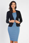 Strict Black Lapeled Collar Fitted Single-Breasted Blazer /1-2-2-1