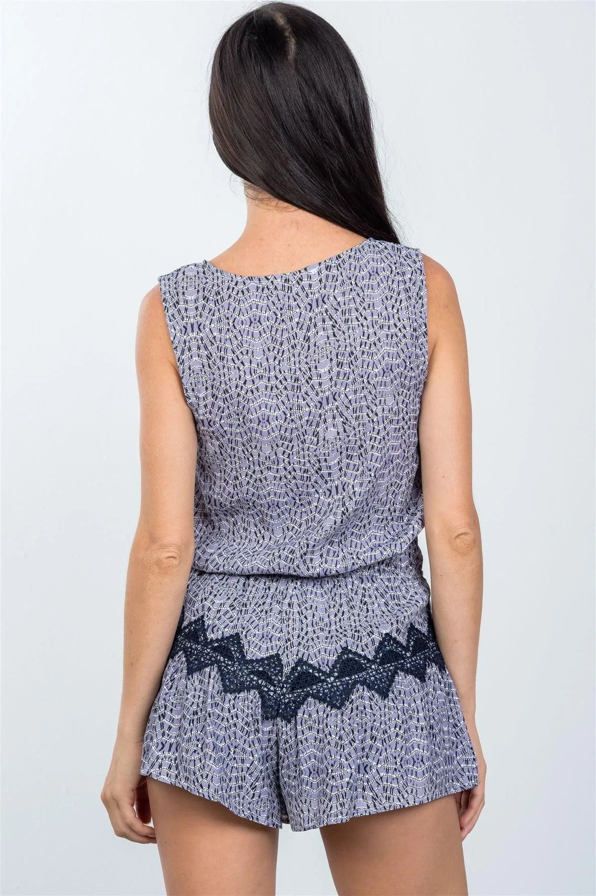 Purple Cross Front Crochet Trim Romper /1-2 - Tasha Apparel Wholesale