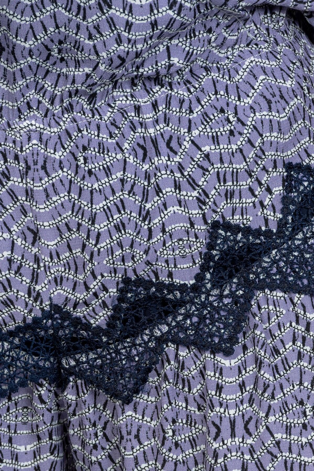 Purple Cross Front Crochet Trim Romper / 2-2-2