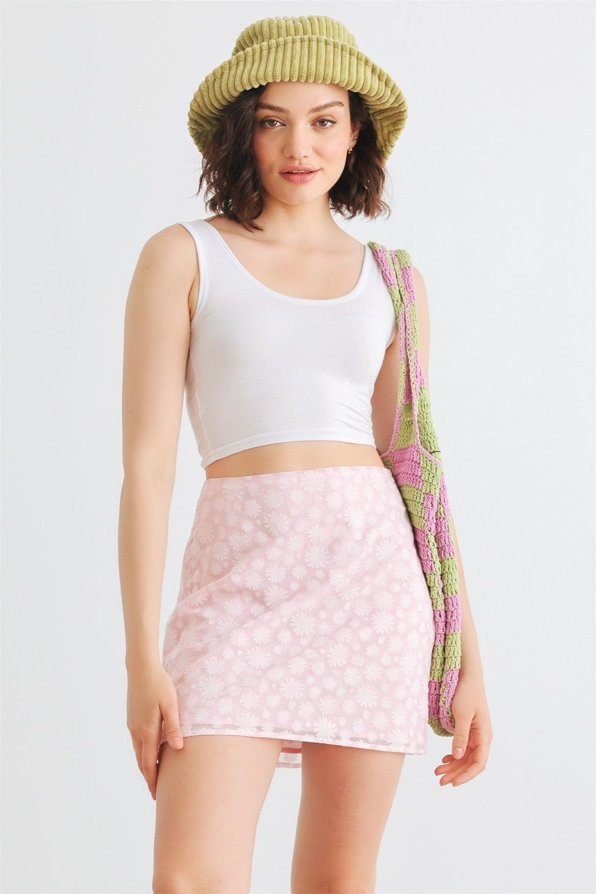 Pink Floral High Waist Mini Skirt /1-2-2-1