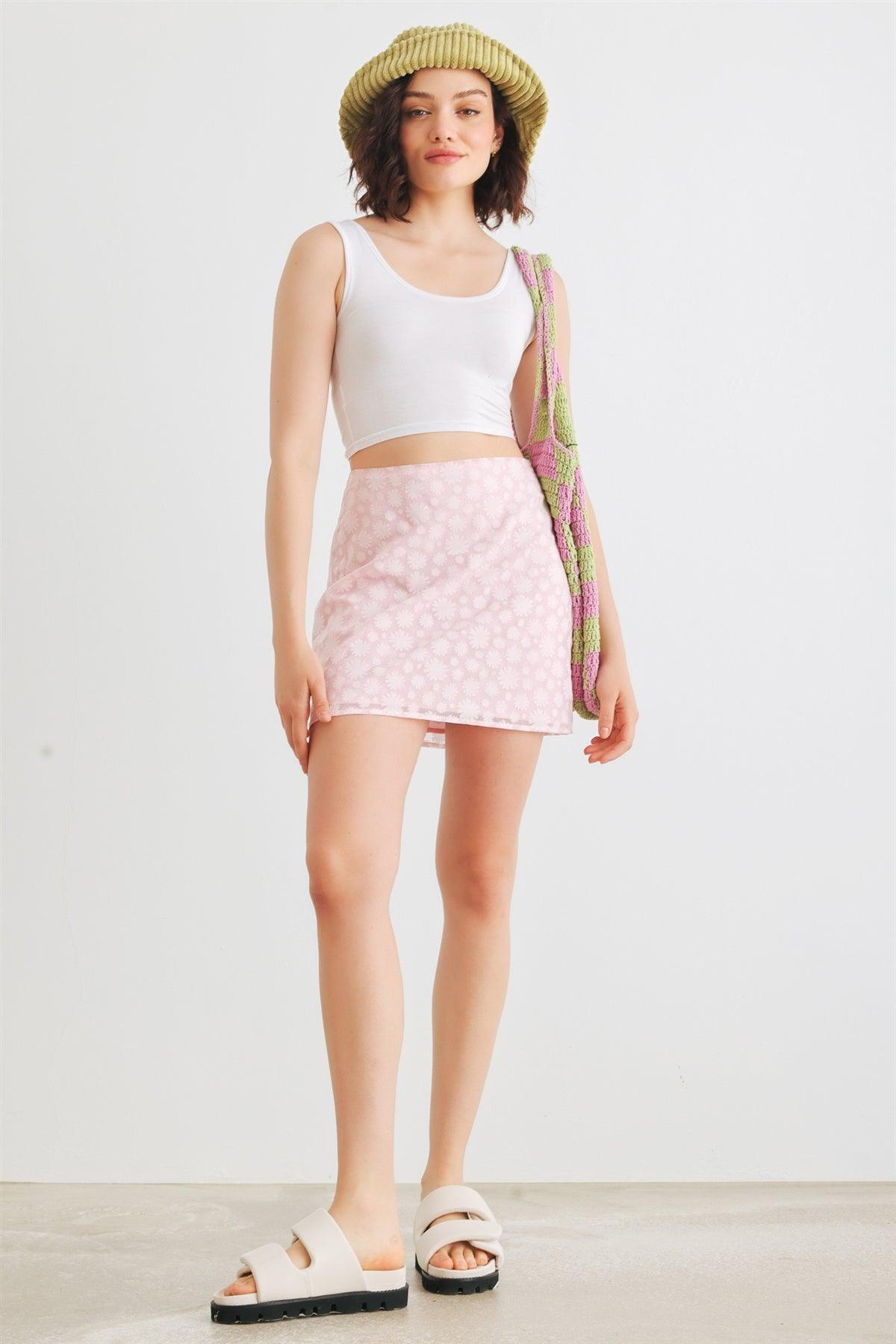 Pink Floral High Waist Mini Skirt /1-2-2-1