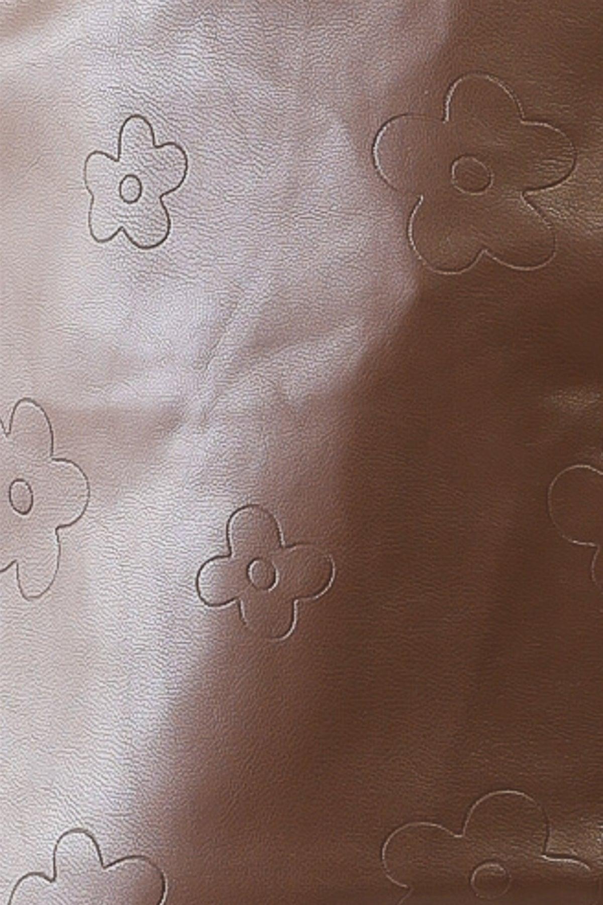 Brown Faux Leather Flower Print Four Pocket Mini Skirt /1-2-2-1