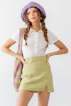 Light Sage Tweed High Waist Mini Skirt /1-2-2-1