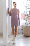 Mauve Knit Matching Arm Warmer Mini Dress /3-2-1