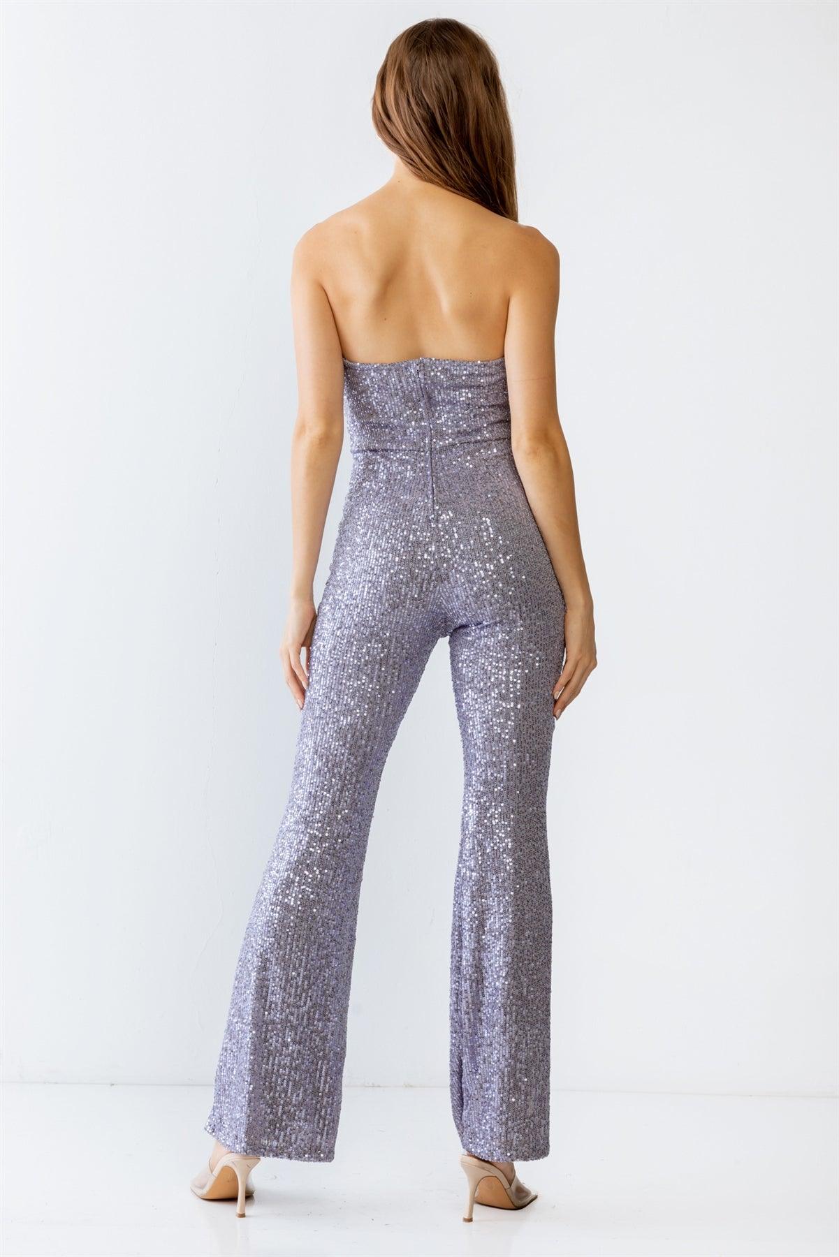 Lavender Sequin Sleeveless High Waist Jumpsuit /3-2-1