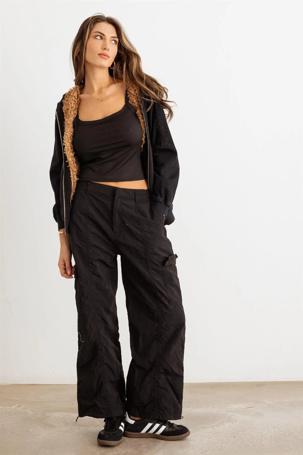 Denim Distressed Zip-Up Long Sleeve Hooded Jacket - Tasha Apparel Wholesale