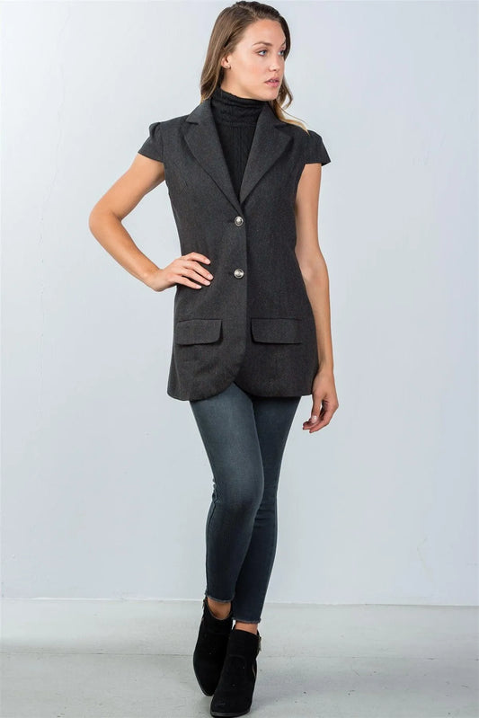 Navy Cap Sleeve Jacket / 3-2-1 - Tasha Apparel Wholesale