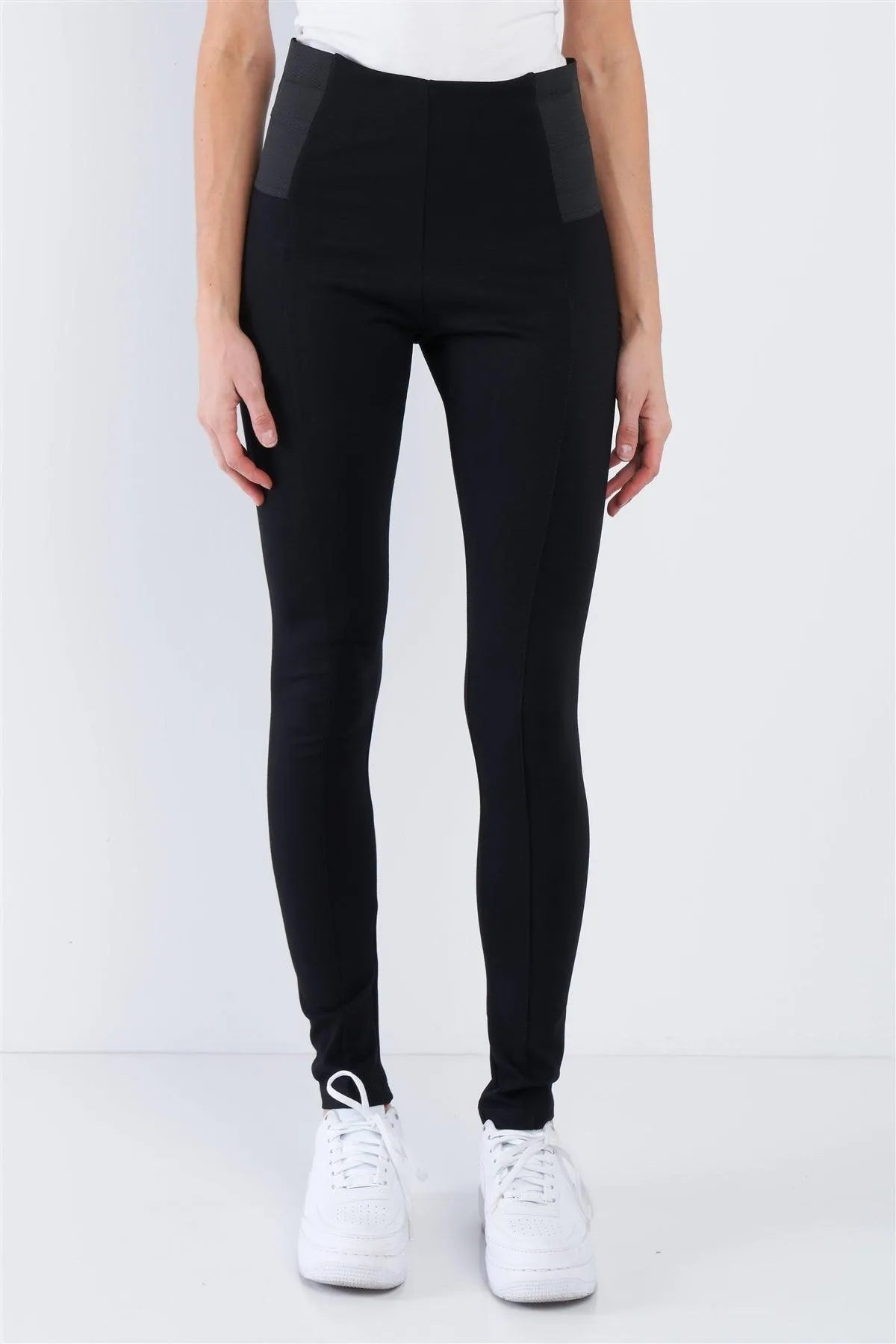 Black High Waist Elastic Waist Basic Ankle Length Leggings /2-4 - Tasha Apparel Wholesale