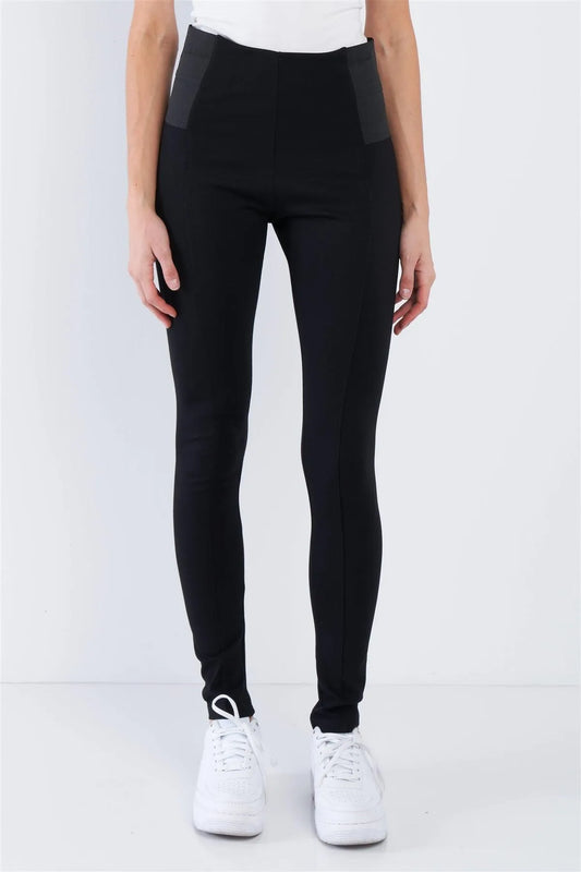 Black High Waist Elastic Waist Basic Ankle Length Leggings /2-4 - Tasha Apparel Wholesale
