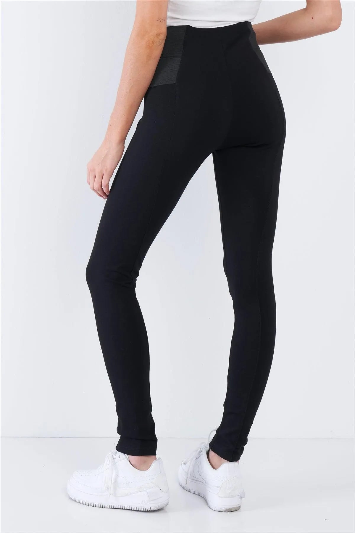 Black High Waist Elastic Waist Basic Ankle Length Leggings /2-4 - Tasha Apparel Wholesale