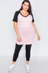 Junior Plus Size Pink & Black Washed Round Hem Shirt Dress  /3-3