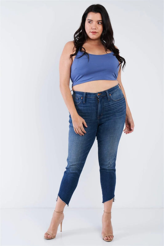 Junior Plus Size Blue Multi-Strap Racer Back Bralette /1-2-2 - Tasha Apparel Wholesale