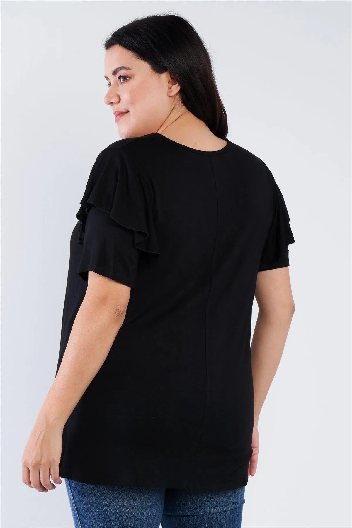 Black Floral Embroidered Plus Size Top /3-2-1 - Tasha Apparel Wholesale