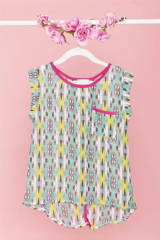 Girls Multi Color Sheer Split Back Top / 1-2-2-1 - Tasha Apparel Wholesale