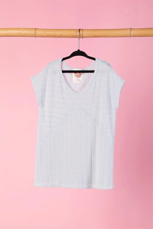Girls Blue Ribbed Sleeveless Hi-Low Top / 1-2-2-1 - Tasha Apparel Wholesale