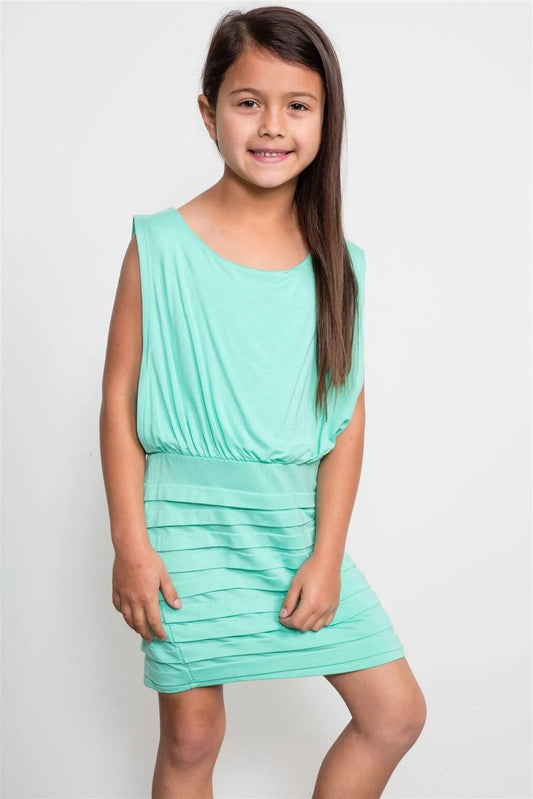 Girls Mint Bodycon Open Back Dress / 1-2-1 - Tasha Apparel Wholesale
