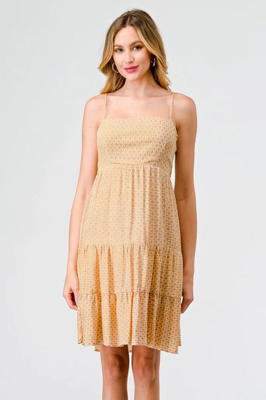 Yellow & Lilac Floral Strappy Back Tie Mini Dress /3-2-1 - Tasha Apparel Wholesale