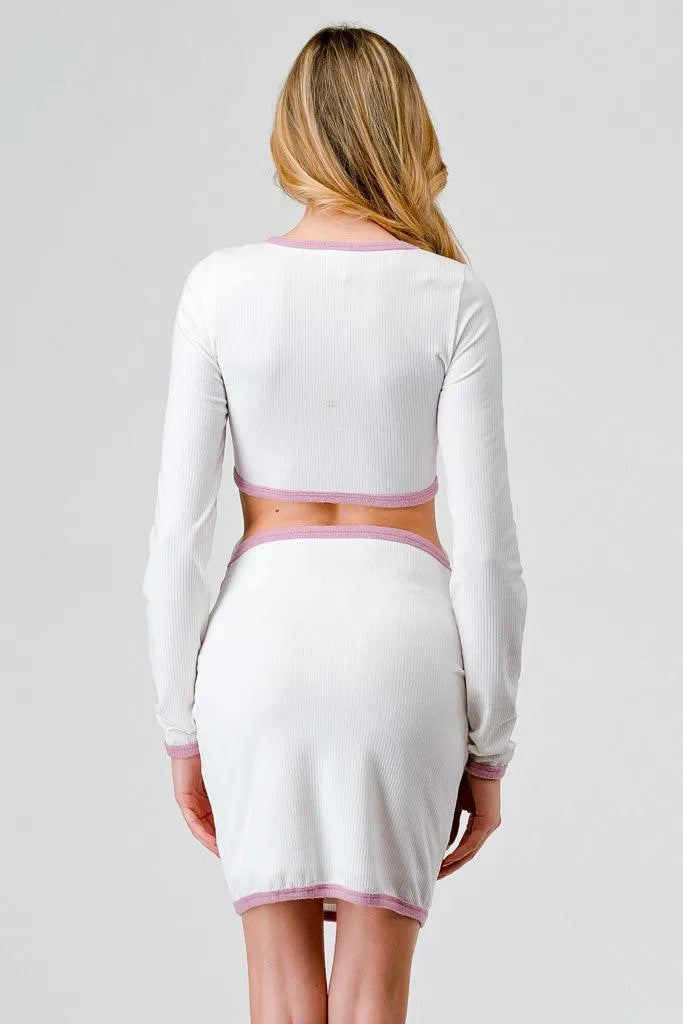 Ribbed Long Sleeve Cut-Out Criss-Cross Mini Dress Ribbed Long Sleeve Cut-Out Criss-Cross Mini Dress