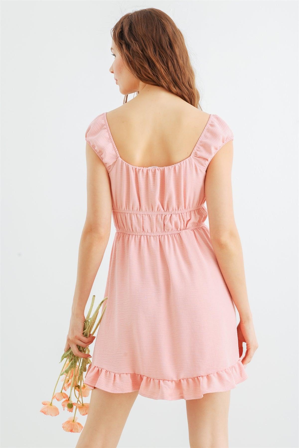 Light Pink Textured Sleeveless Mini Dress /1-2-2-1