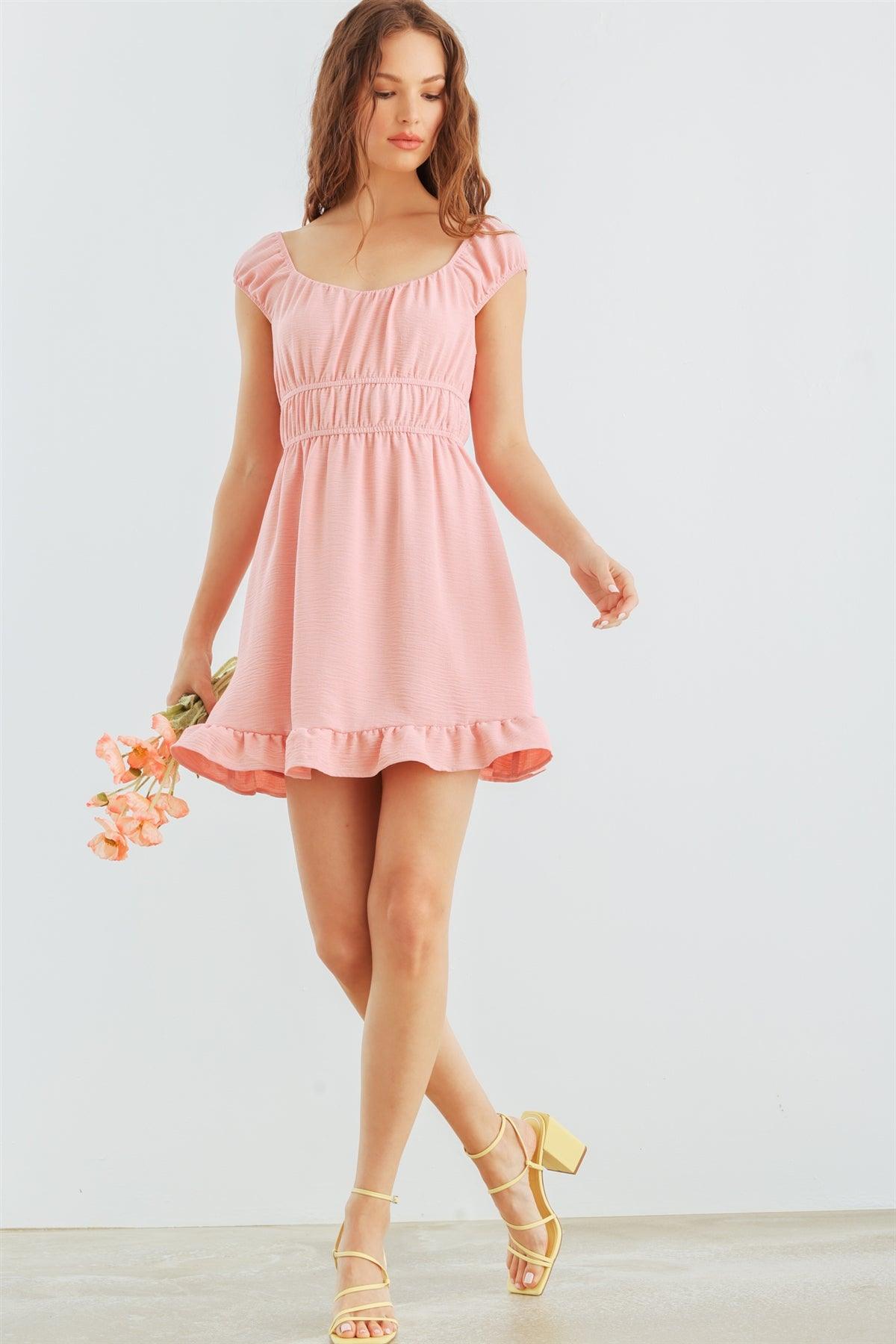 Light Pink Textured Sleeveless Mini Dress /1-2-2-1
