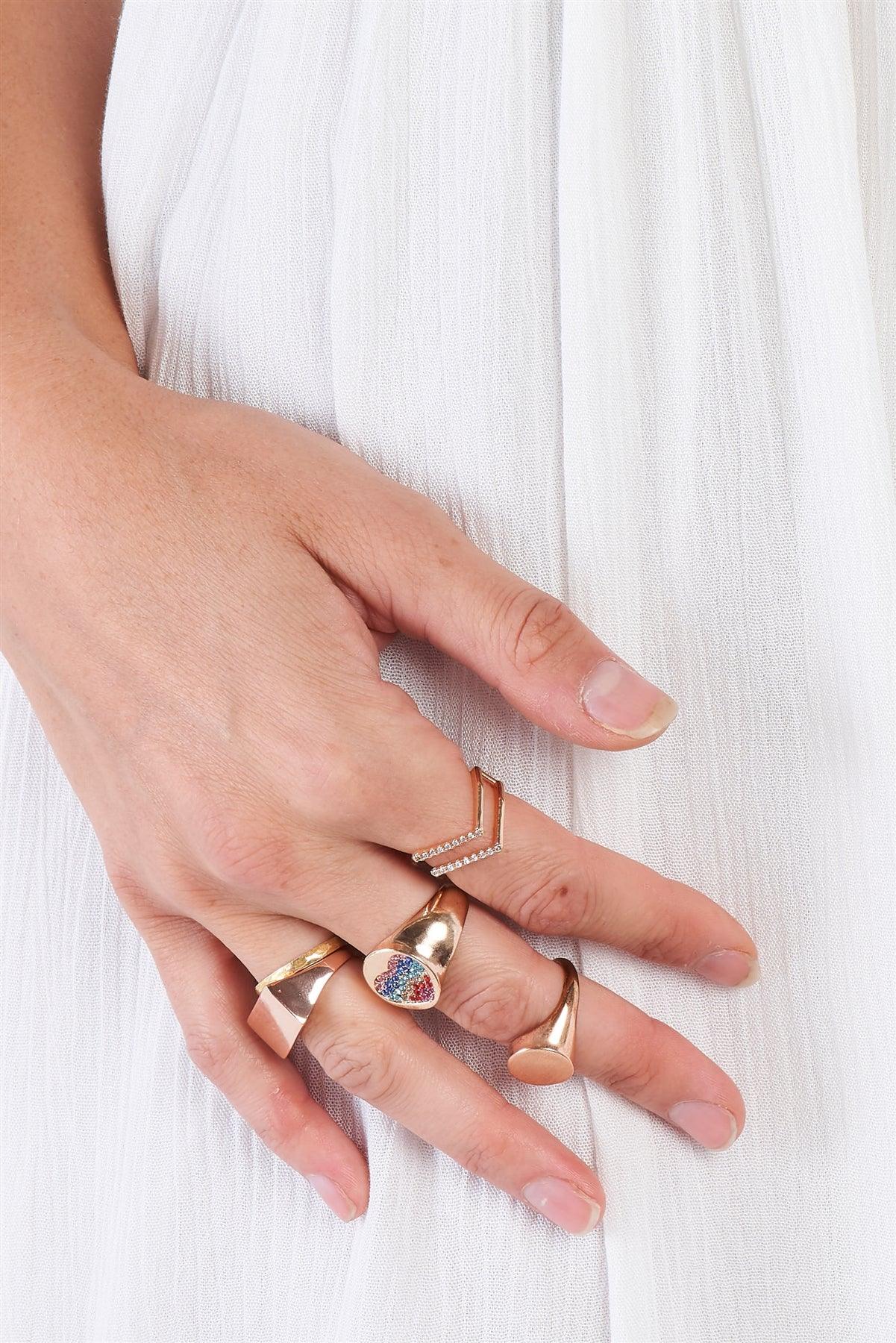 Rose Gold Matte Oval Signet Ring /6 Pieces