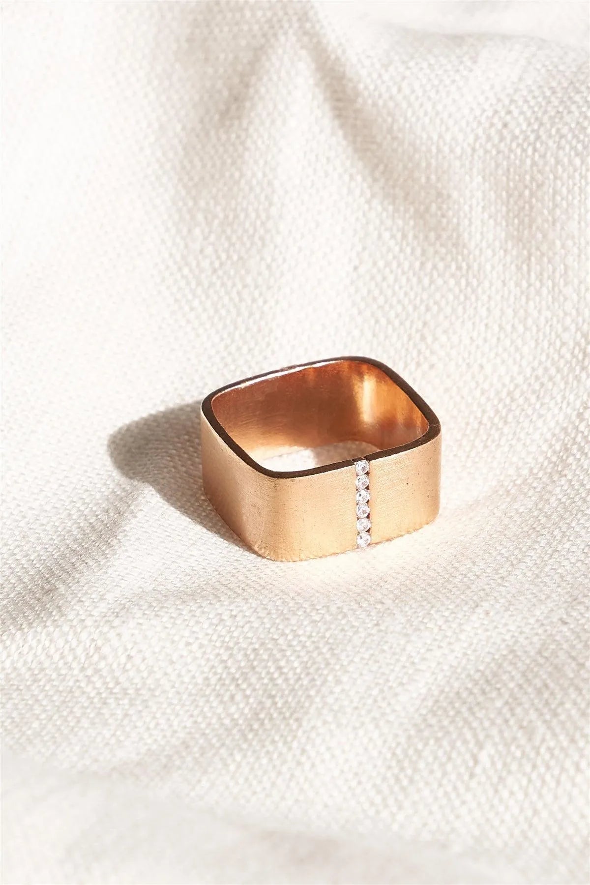 Wholesale Rose Gold Square Diamond Ring /5 Pieces